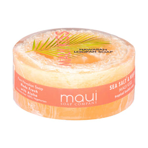 Maui Kiss Sea Salt & Kukui Exfoliating Loofah Soap, 4.75 oz