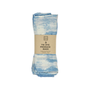 Reusable Cotton Produce Bags, Set of 3, Tie-Dye Indigo