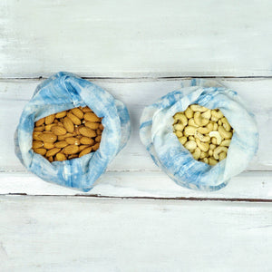 Reusable Cotton Produce Bags, Set of 3, Tie-Dye Indigo