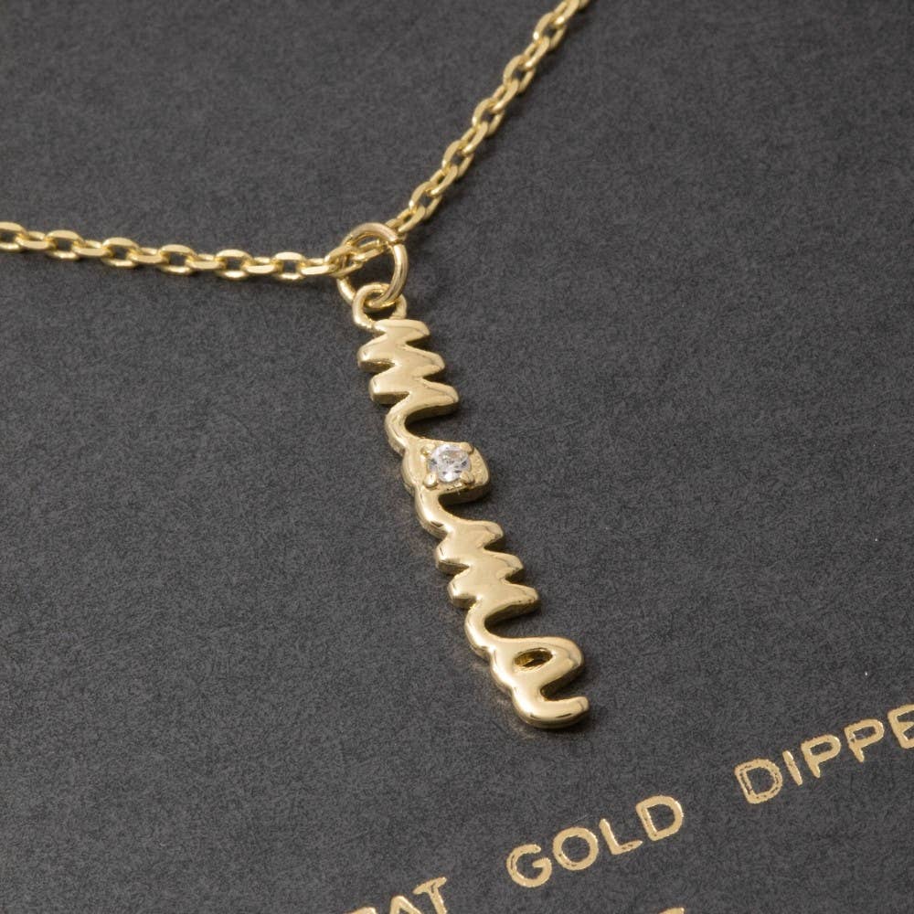 14K Gold Dipped Mama Script Pendant Necklace