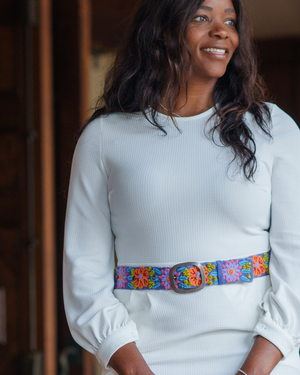 Prairie Flowers Embroidered Wool Belt