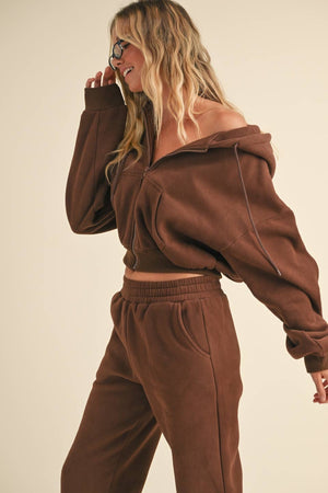 Cozy Fleece Oversized Crop Full Zip Hoodie