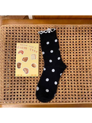 Rufia - Playful Dot Frill Edge Crew Socks