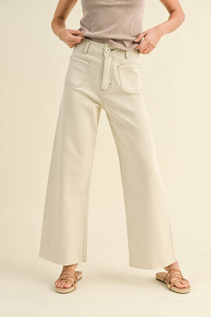 STRAIGHT WIDE LEG PANTS WITH FRONT POCKET