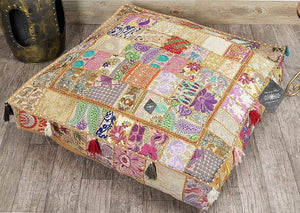 Hippie Patchwork Floor Cushion Cover - 35 Inch