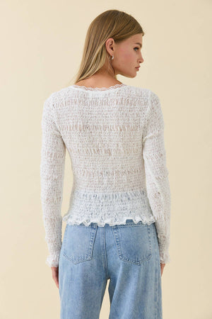 Romantic Smocked Knit Butto