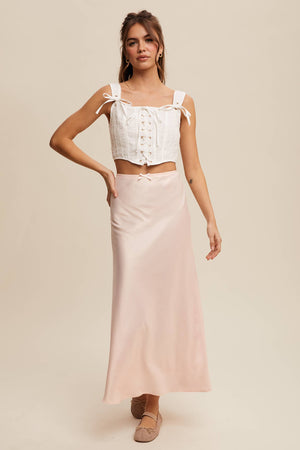 Satin Midi Slip Skirt