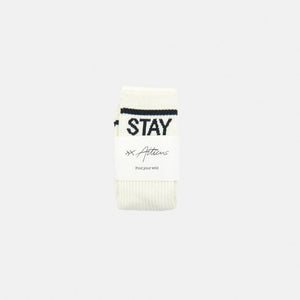 "Stay Wild" Crew Socks – Ivory & Black by Atticus Poetry