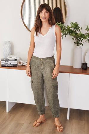 Antique Wash Linen Cargo Pants