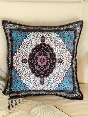 Blue Decorative Pillow Cover 18x18, Handmade Throw Pillow