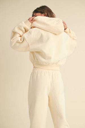 Cozy Fleece Oversized Crop Full Zip Hoodie