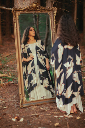 Midnight Doves Starduster Kimono Robe - In Stardust We Trust