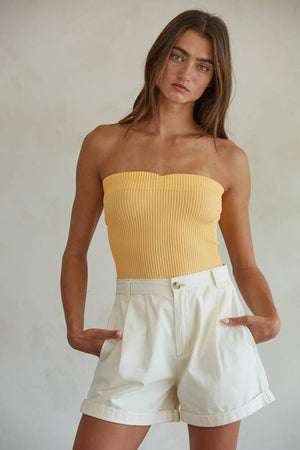 Sweetheart Neckline Seamless Ribbed Tube Top
