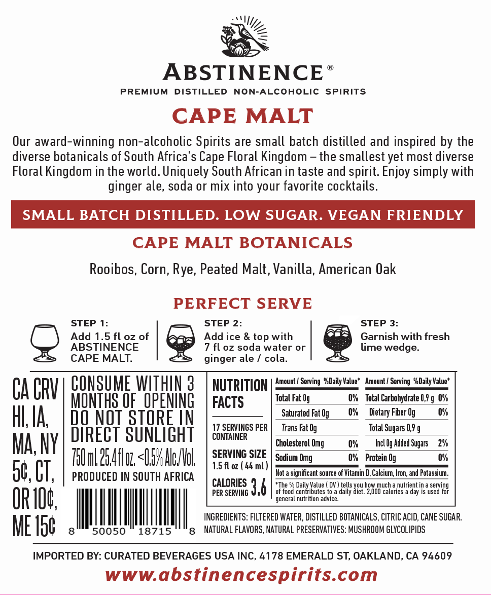 Cape Malt Non-alcoholic Whiskey Alternative