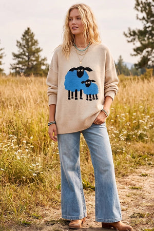 Sheep Graphic Oversized Sweater
