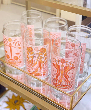 Groovy Astrology Sign Glass Cup