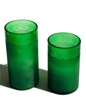 Handcrafted Upcycled Glass Tumblers, Set of 2