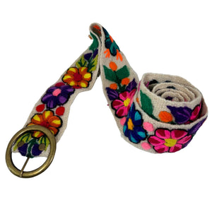 Handmade Peruvian Embroidered Flower Belt