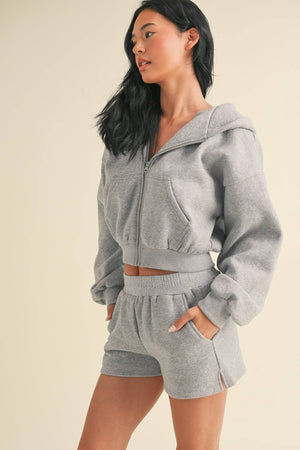 Cozy Fleece Oversized Crop Full Zip Hoodie
