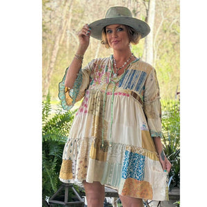 Patchwork Sunrise Tunic - Tea Stain