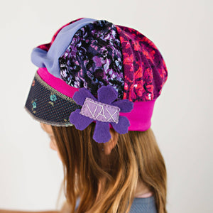 Child's Purple Floral Velvet Flapper Hat