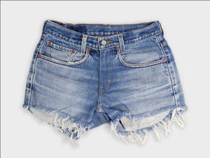 Low-Rise Upcycled Levi's Denim Shorts - Original