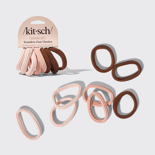 Recycled Seamless Hair Elastics 8pc Set - Rosewood