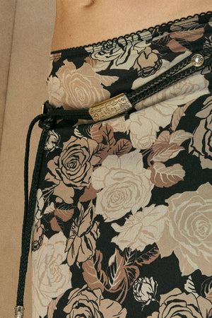 Floral-Print Mesh Fitted Maxi Skirt