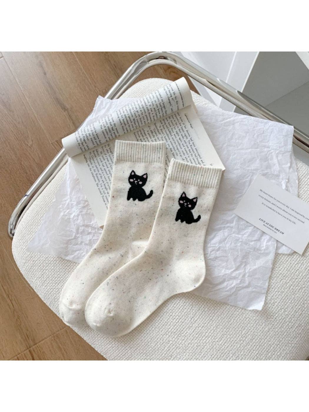 Rufia - Cute Animal Embroidery Crew Socks