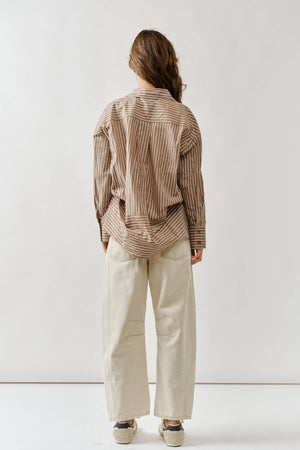 EMBROIDERED DETAIL COTTON BARREL PANTS