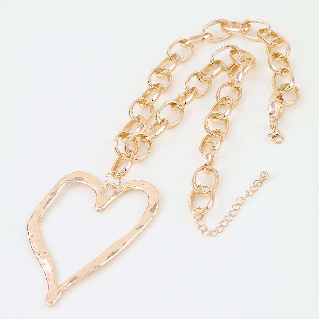 Hammered Heart Chain Necklace