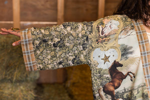 Born to Run Pixie Duster Crop Kimono w/ Horse & Flower Print