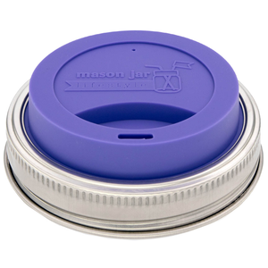 Silicone Drinking Lid with Stainless Steel Band for Mason Jars