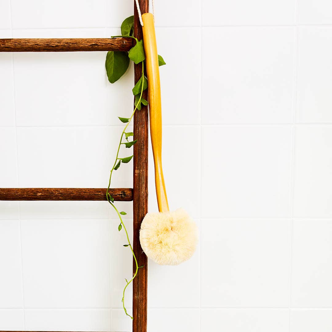 Natural Sisal Back Body Brush with Handle