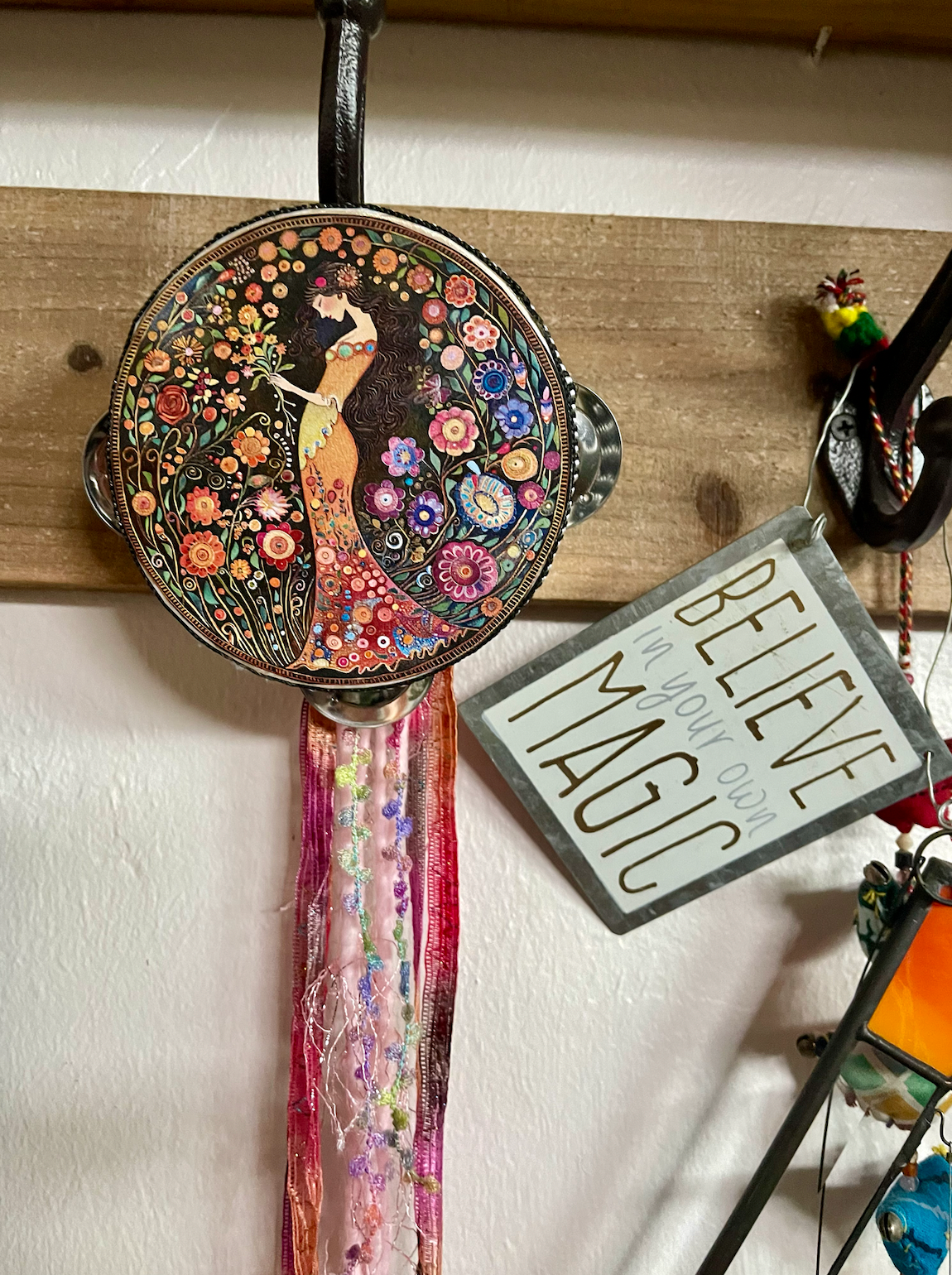 Spring Magic Garden Goddess Tambourine Wall Accent