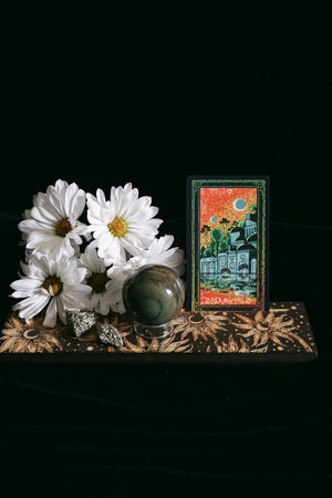 Moonflowers Wooden Cardholder (Three Cards)