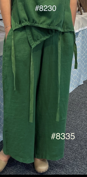 Italian Linen Wide Legs Pants with Pockets
