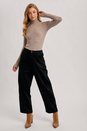 Seamless Ribbed Knit Turtleneck Sweater