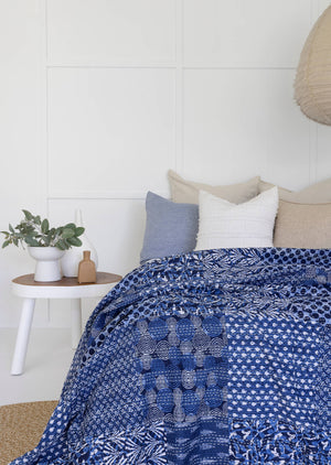 Kantha Quilt - Indigo Patch