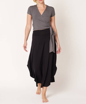 Bamboo Wrap Cap-Sleeve Crop Top