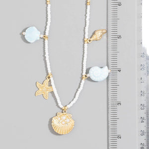 Sealife Charms Beaded Pendant Necklace