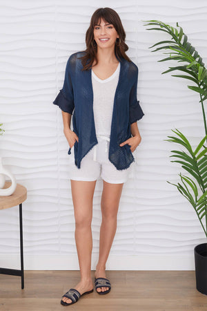 Fishnet Cropped Cardigan