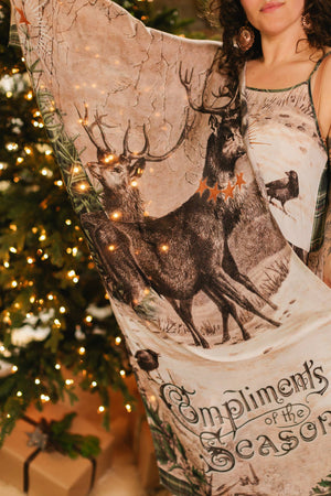 Winter Wish Christmas Scarf with Plaid and Deer