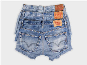 Low-Rise Upcycled Levi's Denim Shorts - Original