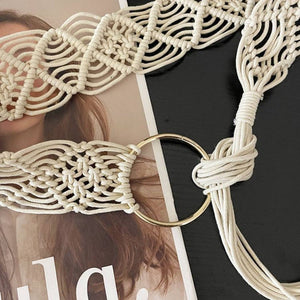 Beige Boho Braided Belt