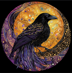 Mystical Raven Tambourine and Ribbon Wall Accent - 4 inch