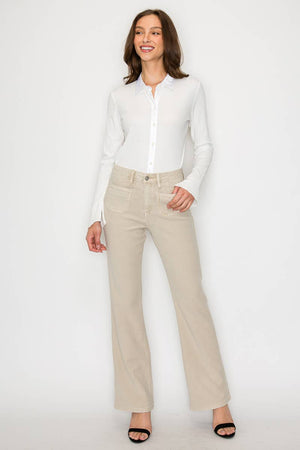 High-Rise Tummy Control Garment-Dyed Bootcut Jeans