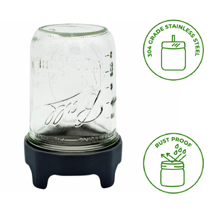 Rust Proof Sprouting Lid with Built-In Stand for Wide Mouth Mason Jars