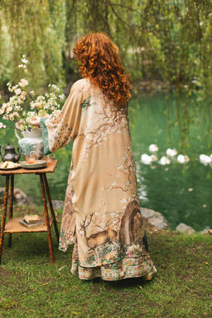 Fable Opera Duster Kimono Robe - Deer, Moon and Blossom