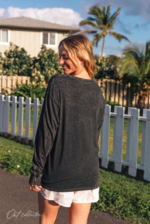 MAKE PEOPLE FEEL LOVED Mineral Washed Long Sleeve Graphic